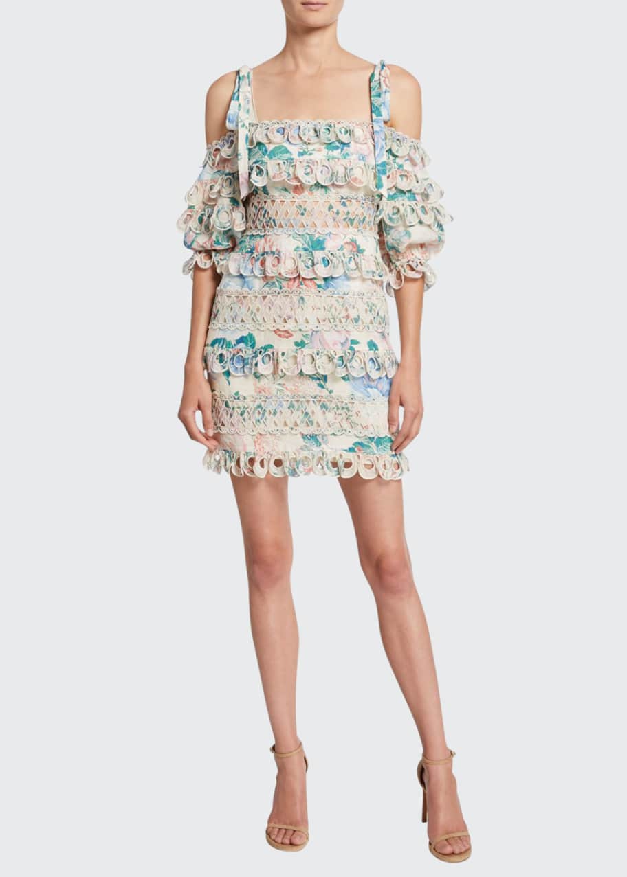 Zimmermann Verity Tiered Cold-Shoulder Linen Dress - Bergdorf Goodman