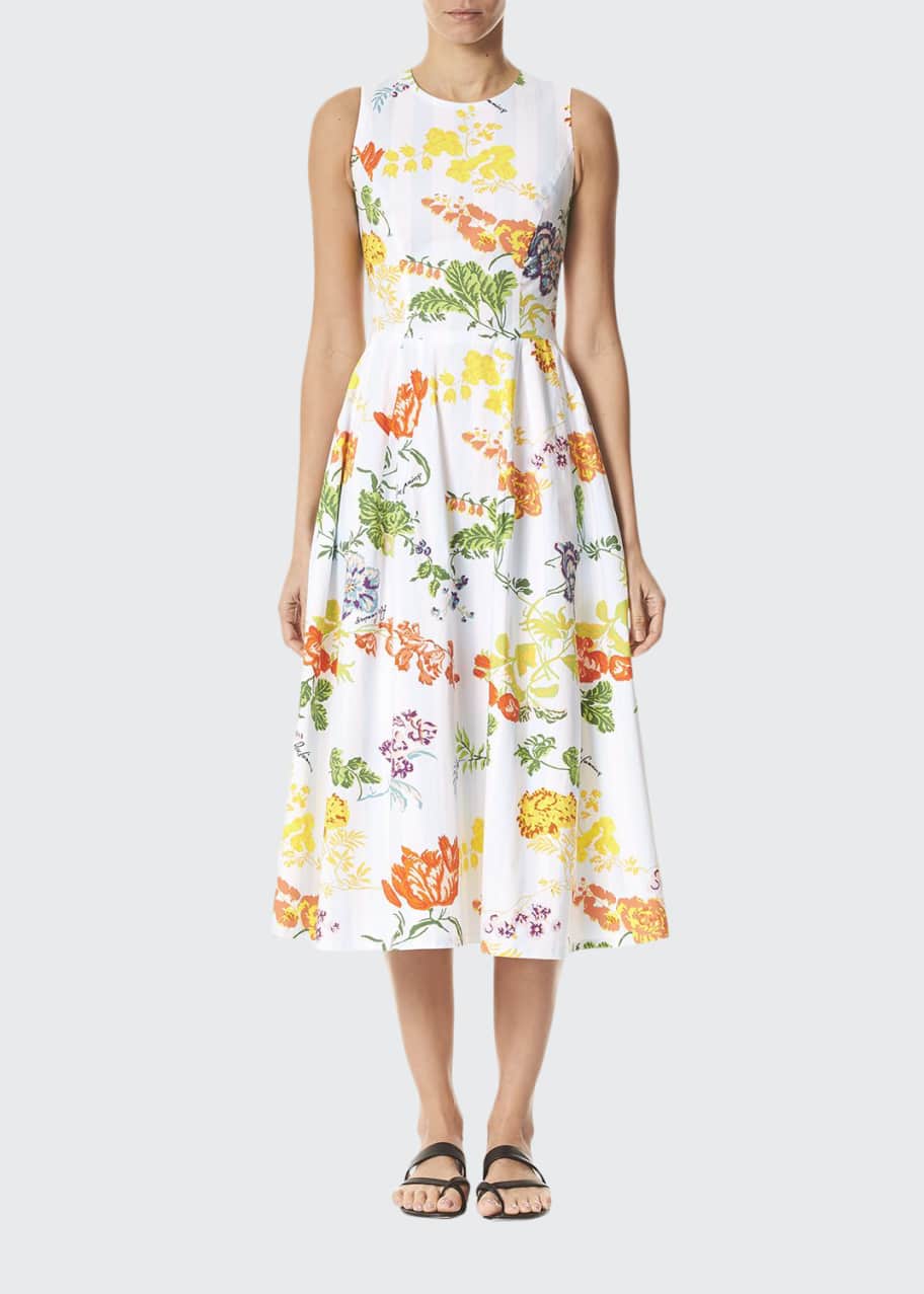 Carolina Herrera Sleeveless Floral Midi Dress - Bergdorf Goodman