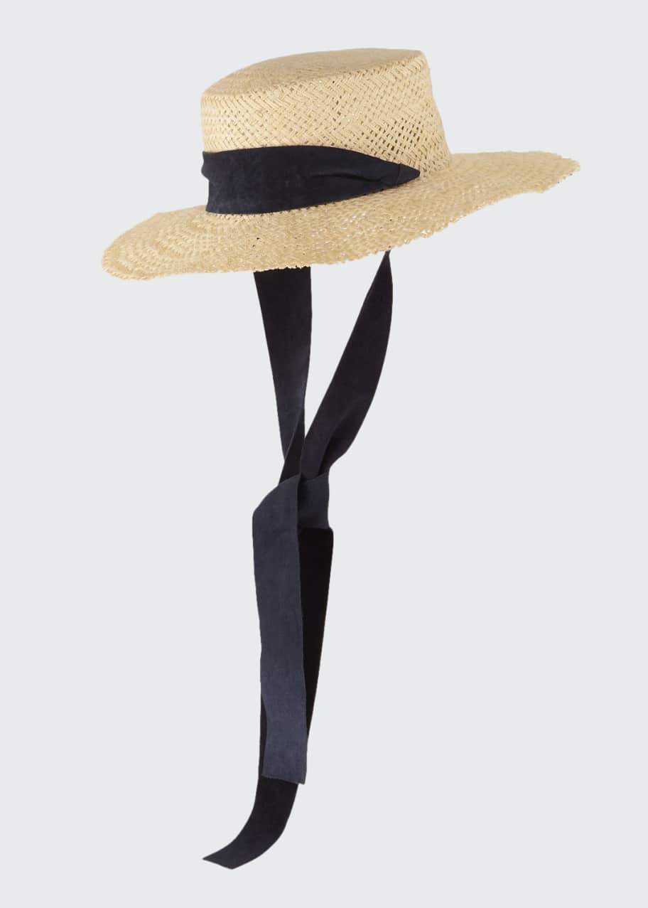 Image 1 of 1: Nina Straw Sun Hat w/ Pull-Through Scarf