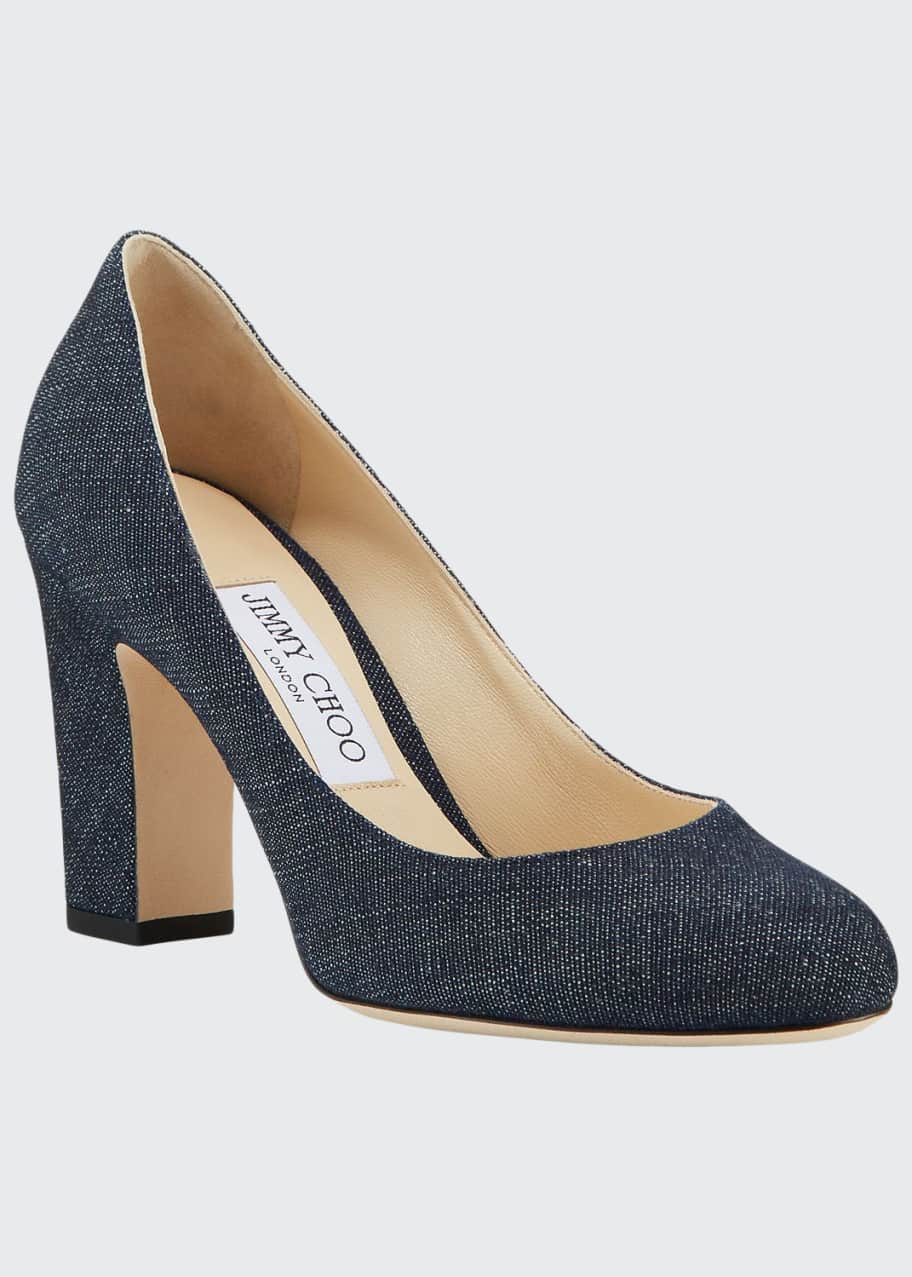 Jimmy Choo Billie Denim BlockHeel Pumps Bergdorf Goodman