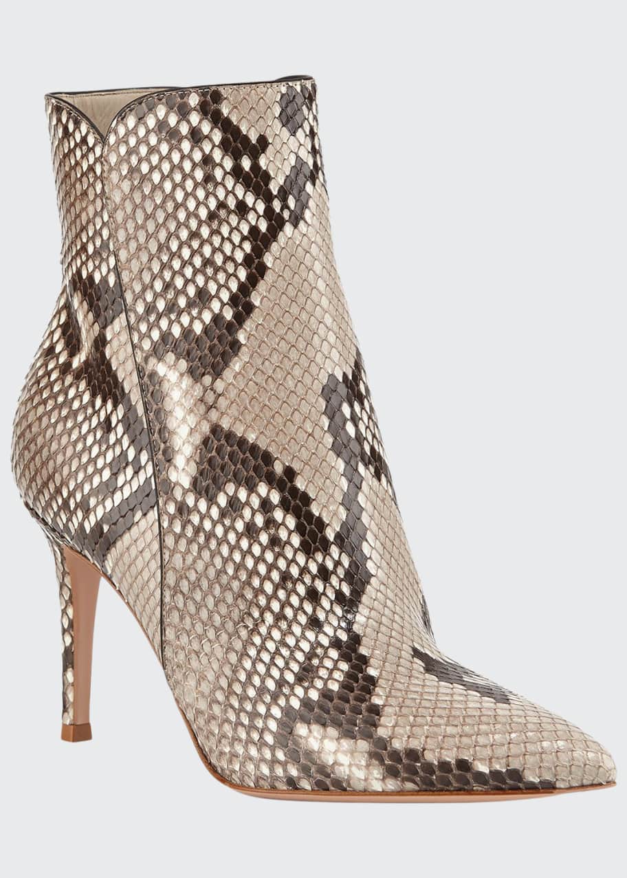 Image 1 of 1: Python Pointed-Toe Ankle Booties