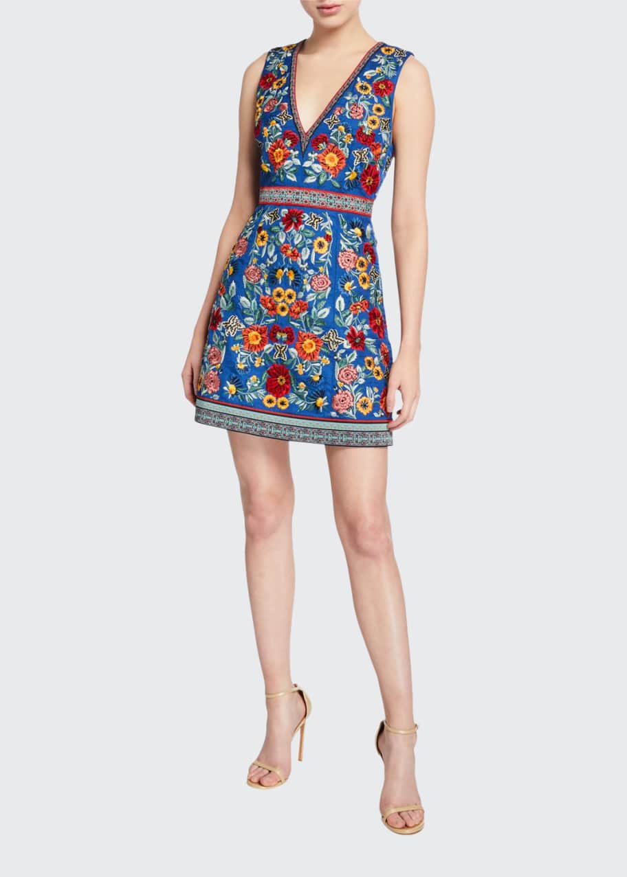 Alice olivia outlet embroidered dress