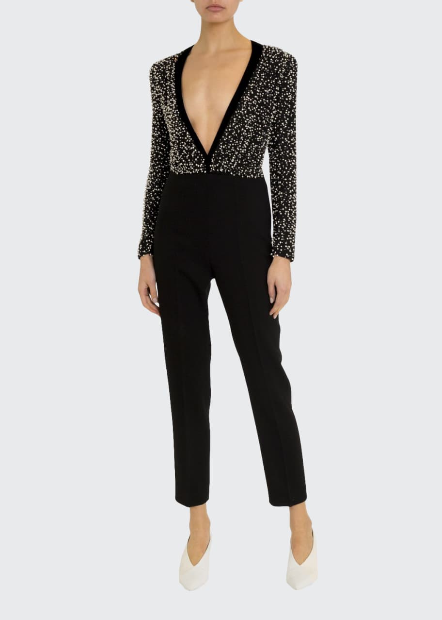 Pearl top embellished jumpsuit