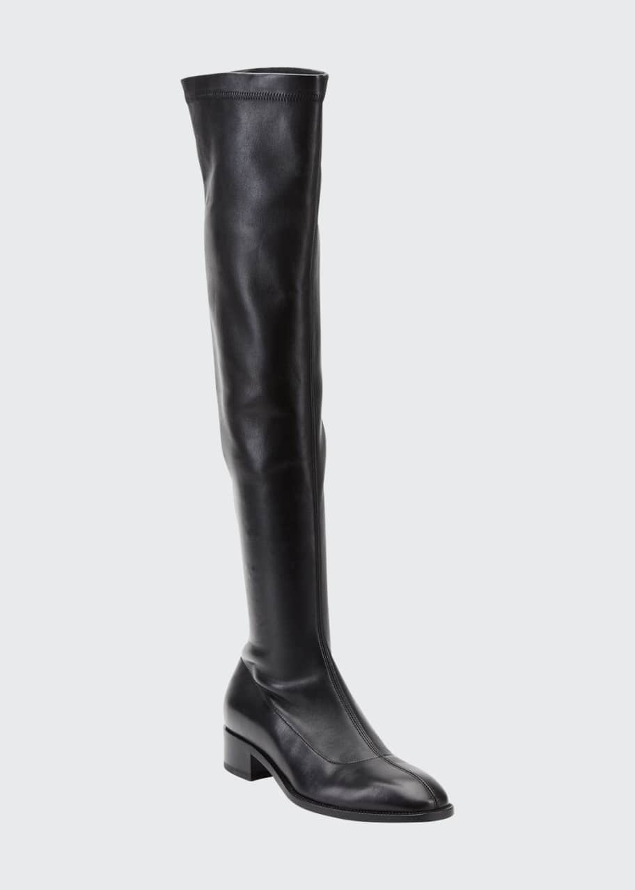 Red bottom top flat boots