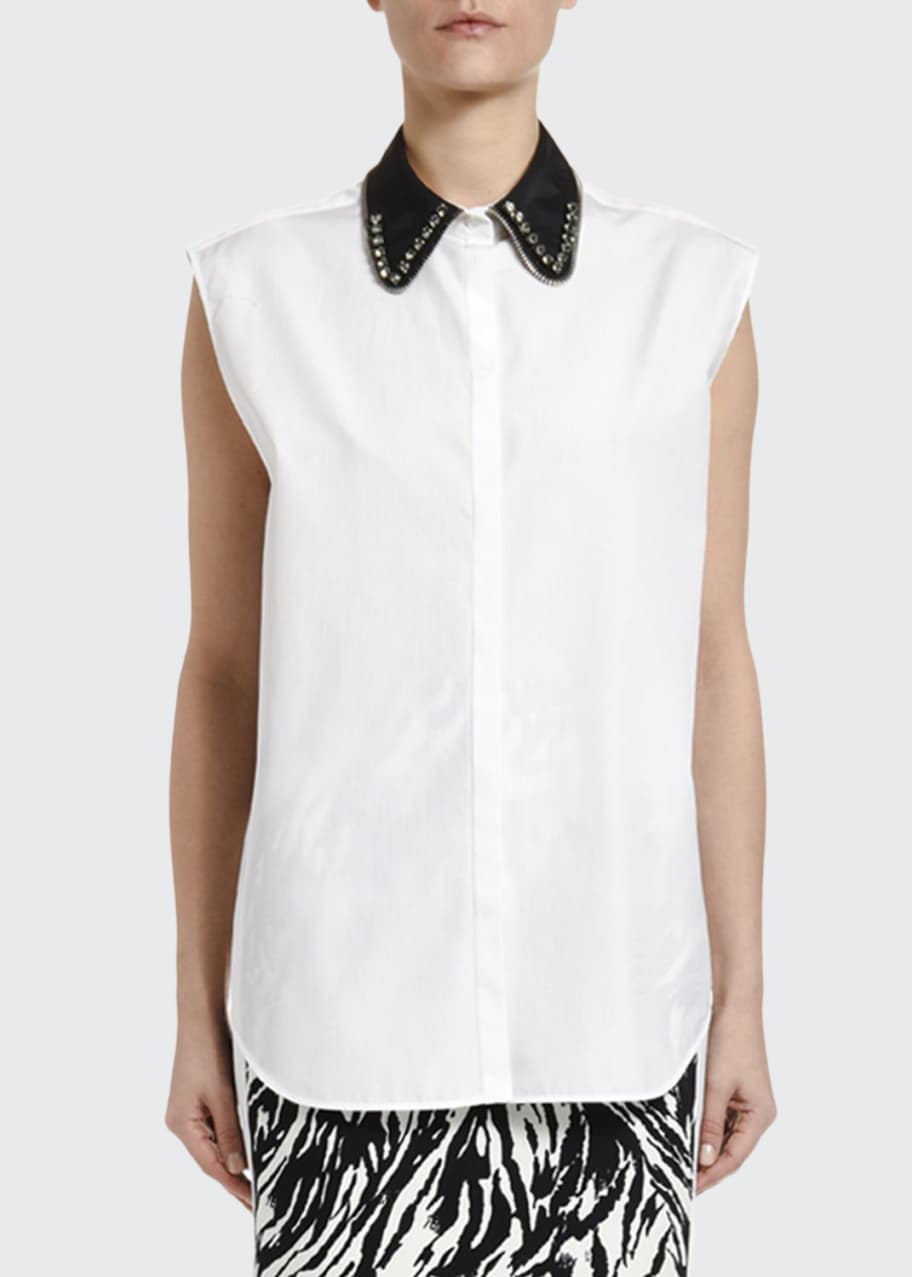 No. 21 Collared Sleeveless ButtonDown Blouse Bergdorf Goodman