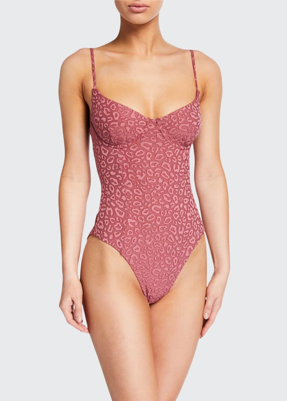 Image 1 of 1: Isabella High-Cut Leopard-Print One-Piece Swimsuit