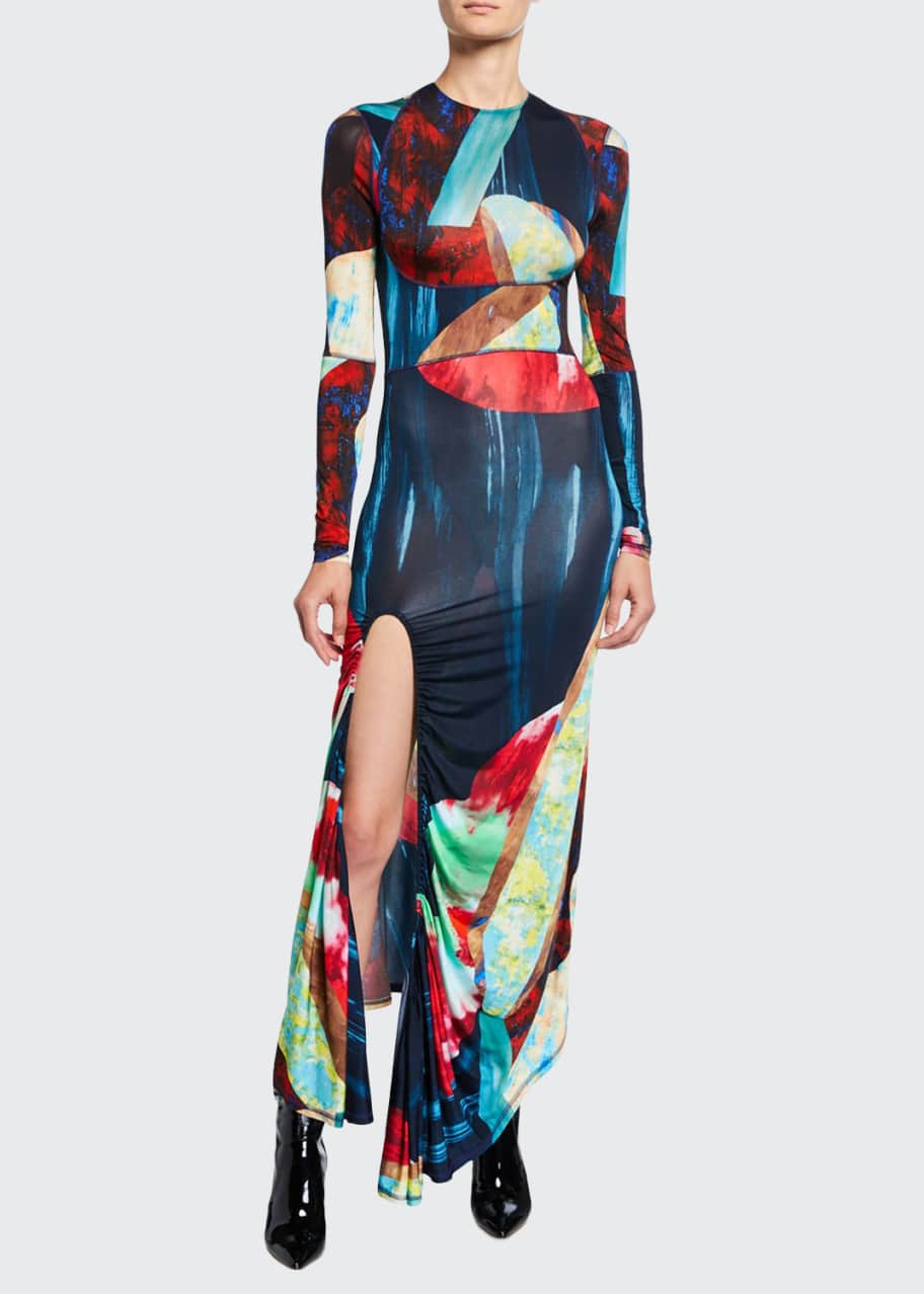 Thierry Mugler Abstract Multicolor Jersey Maxi Dress - Bergdorf Goodman
