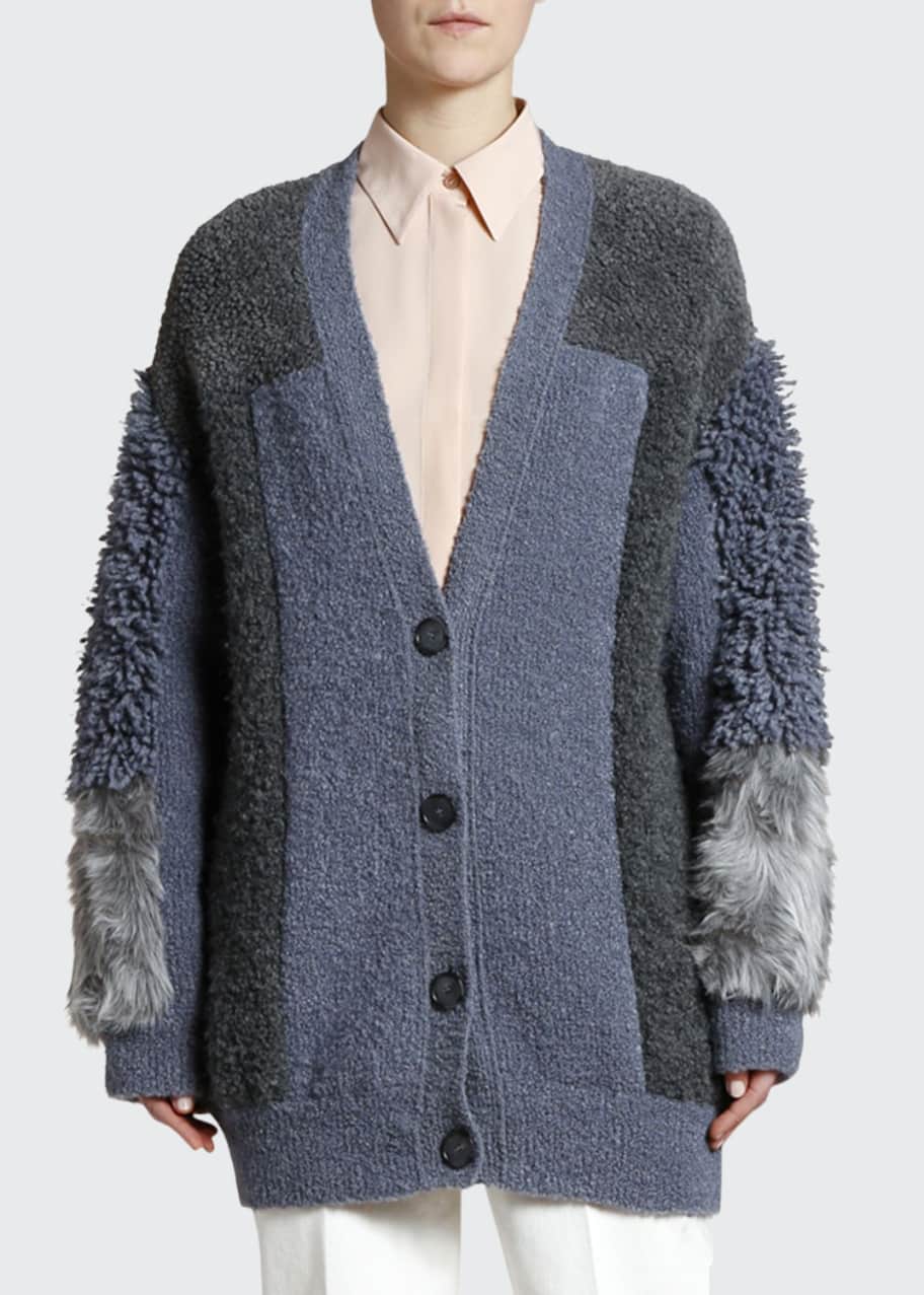 Stella McCartney Oversized Faux Fur Patchwork Cardigan Bergdorf