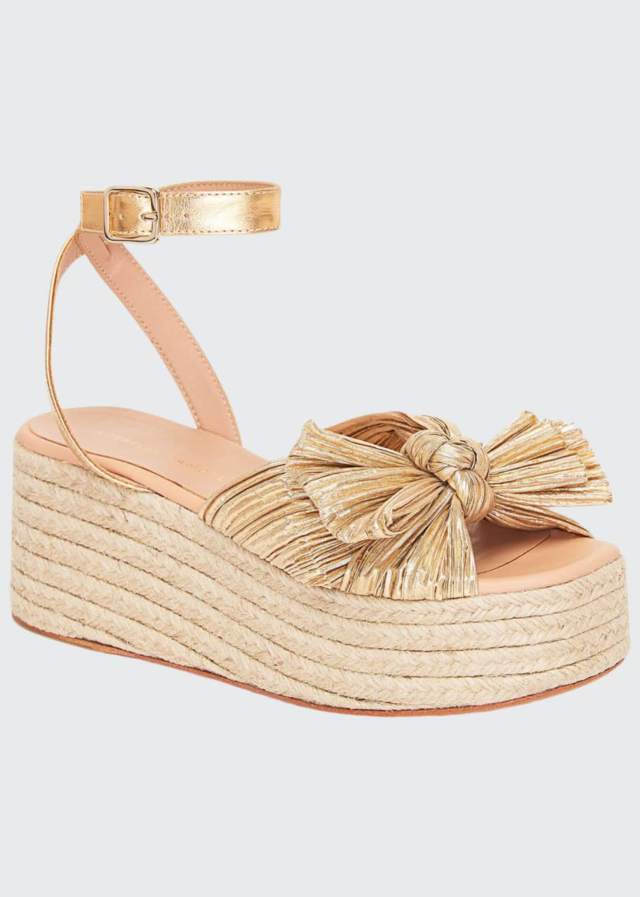 Loeffler Randall Pleated Knot Espadrilles Gold - Bergdorf Goodman