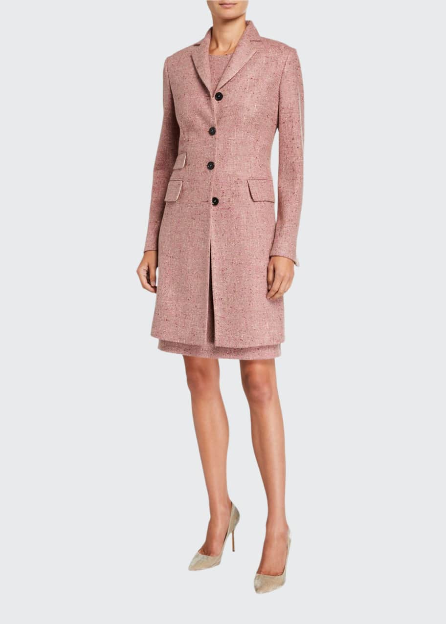 Image 1 of 1: Silk-Blend Marled Suiting Coat
