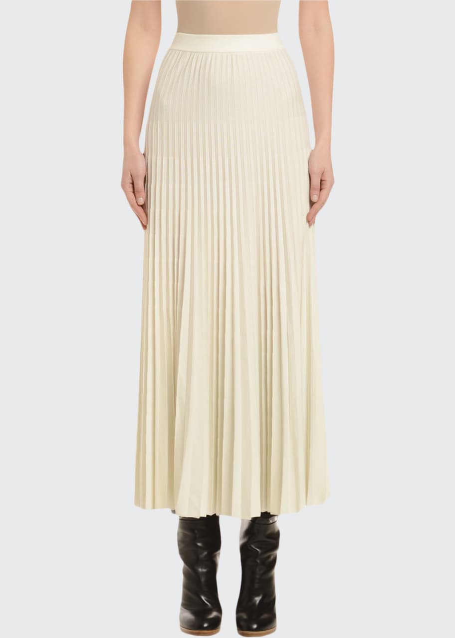 Image 1 of 1: Pleated Wool Skirt, Ivory