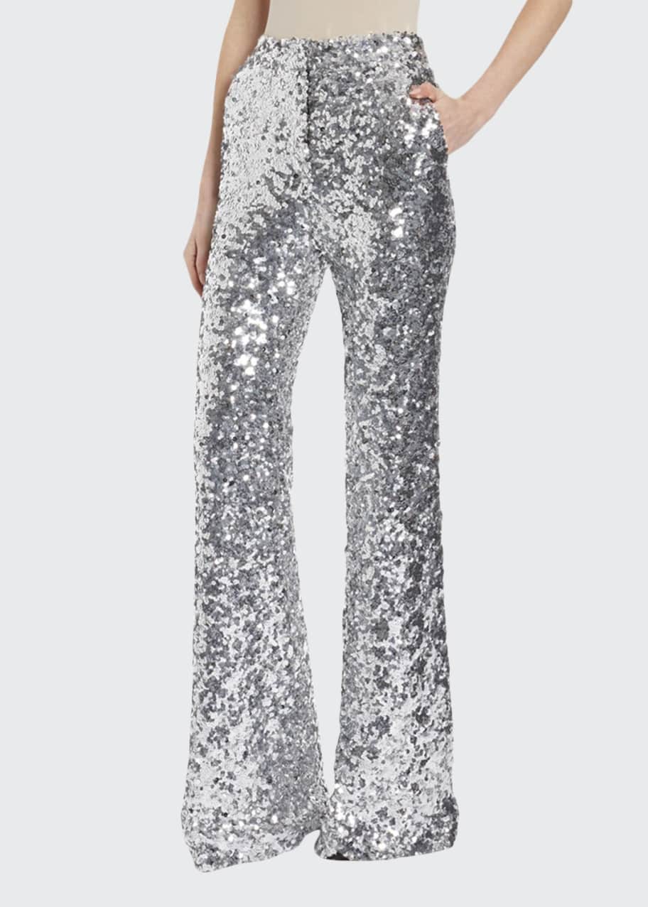 Image 1 of 1: Sequined Wide-Leg Trousers