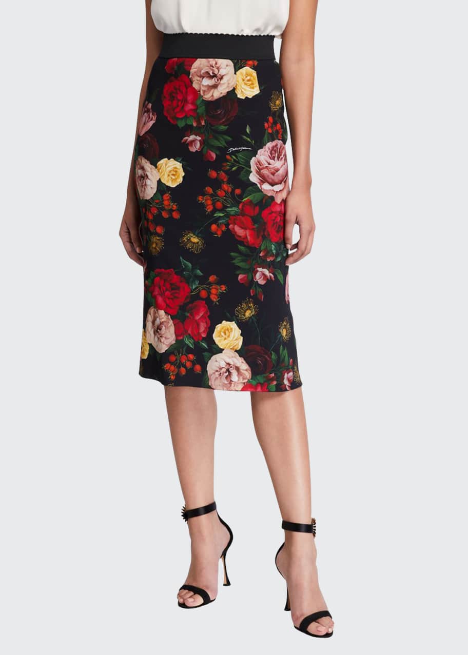Image 1 of 1: Baroque Roses Cady Tubino Skirt