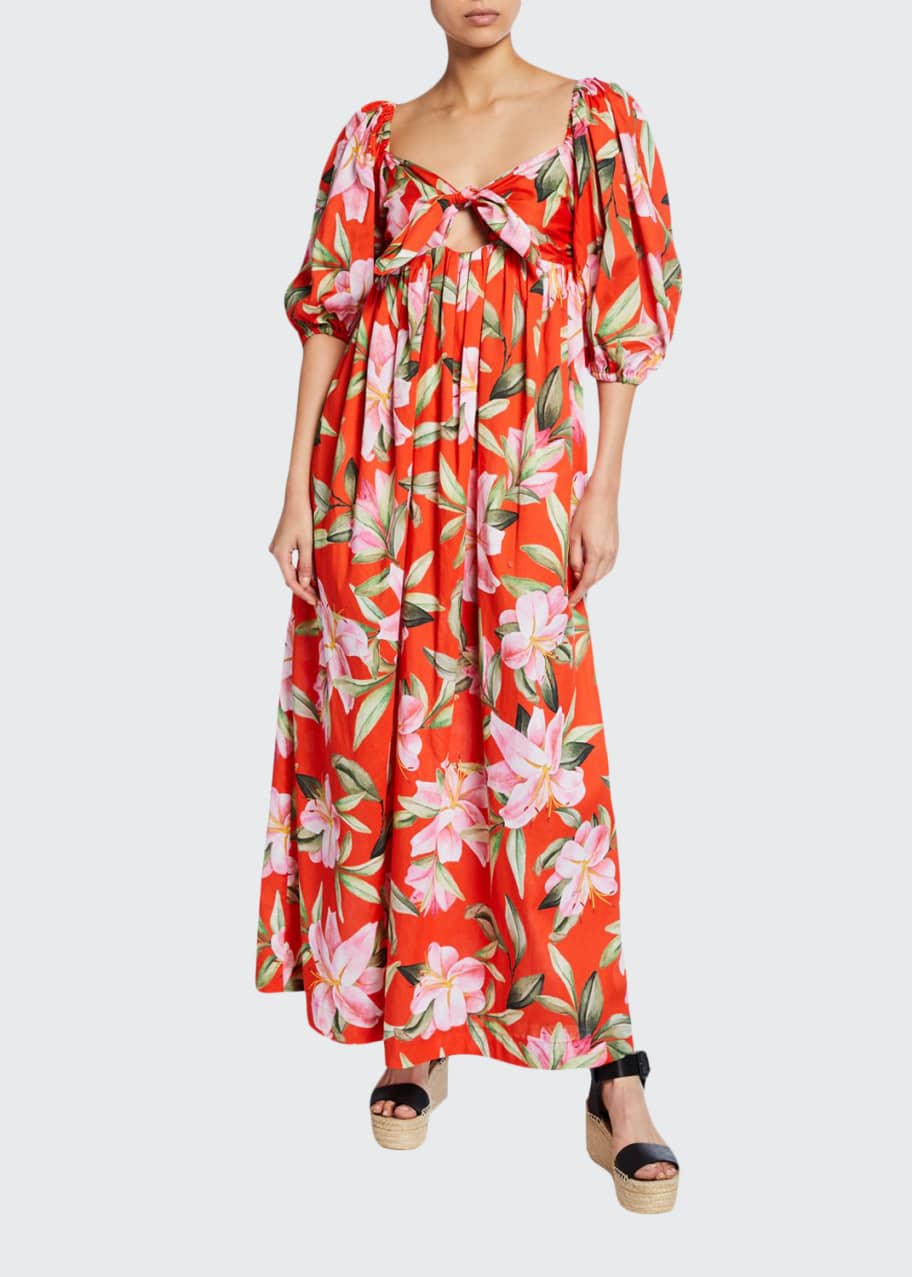 Mara Hoffman Violet Floral-Print Tie-Front Organic Cotton Maxi Dress ...
