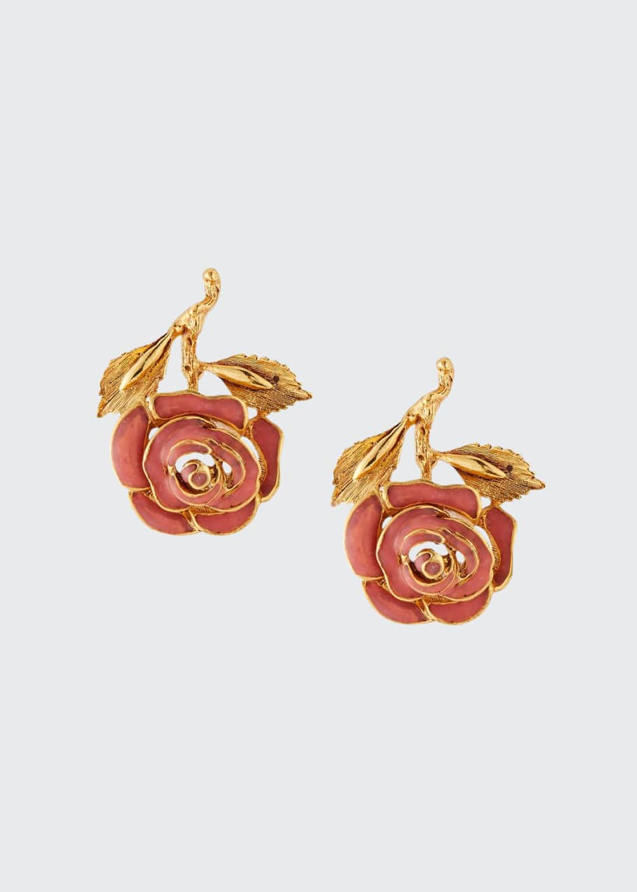 Image 1 of 1: Petite Matte Rose Earrings, Coral