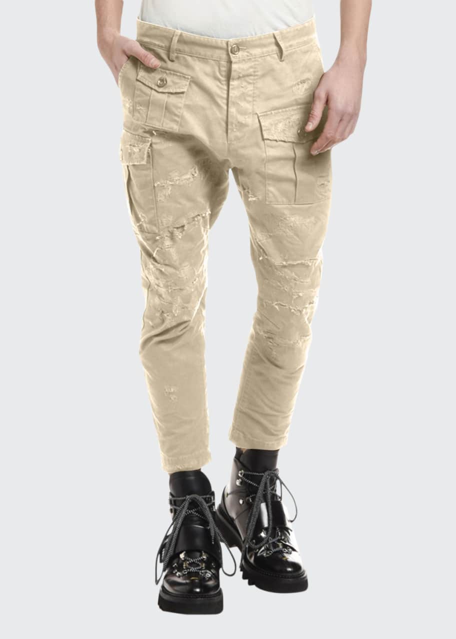 distressed cargo pants mens