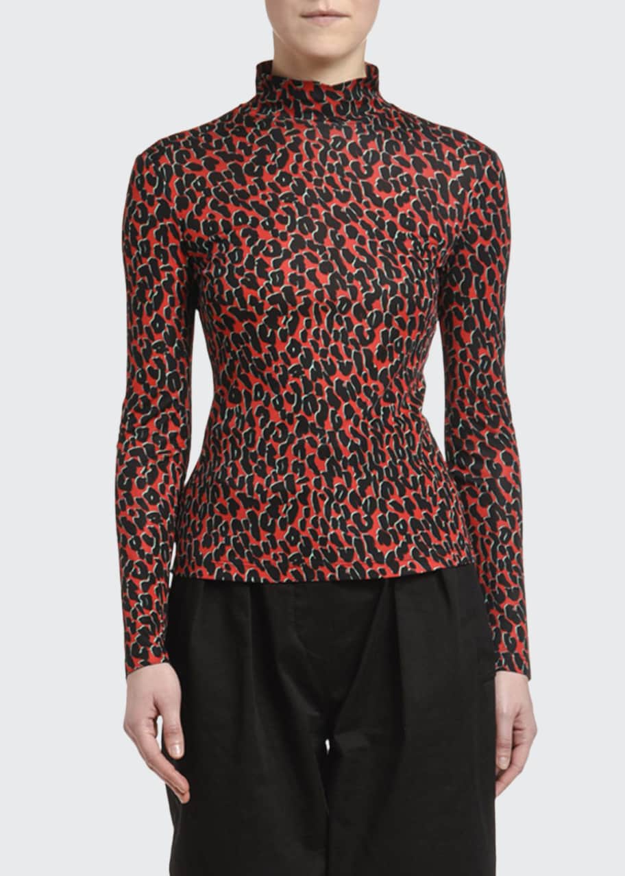 Double J AnimalPrint Turtleneck Top Bergdorf Goodman