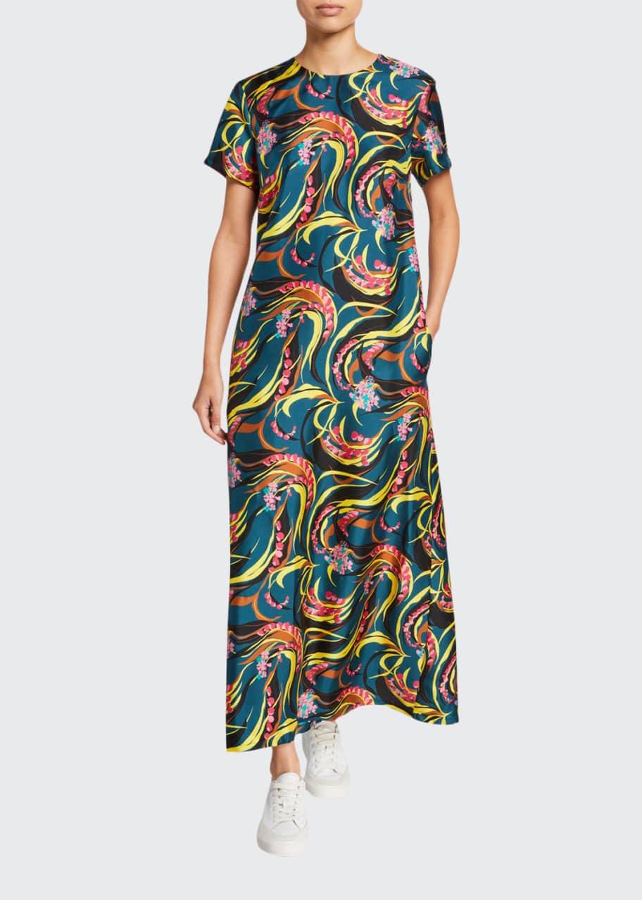 Double J FloralPrint Silk Swing Dress Bergdorf Goodman