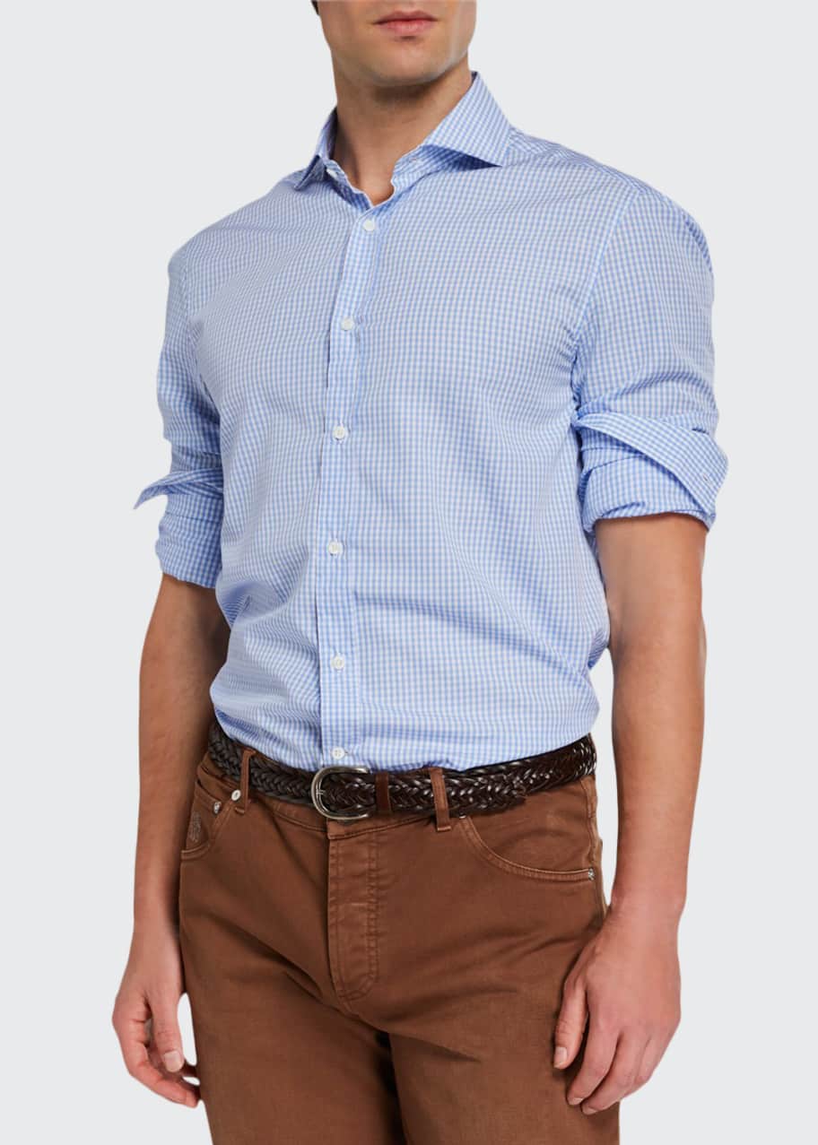 Brunello Cucinelli Men's Gingham Sport Shirt Bergdorf Goodman