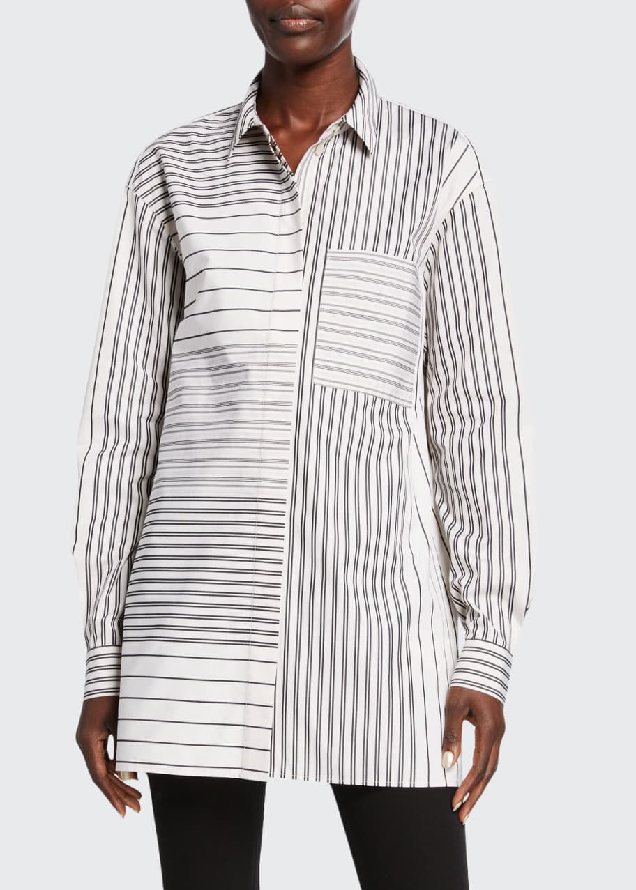 Image 1 of 1: Maston Transcendent Stripe Cotton Blouse