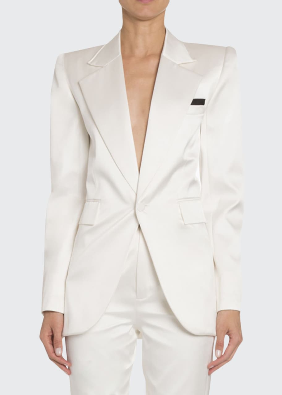 Image 1 of 1: Silk Satin Wide-Lapel Tuxedo Jacket