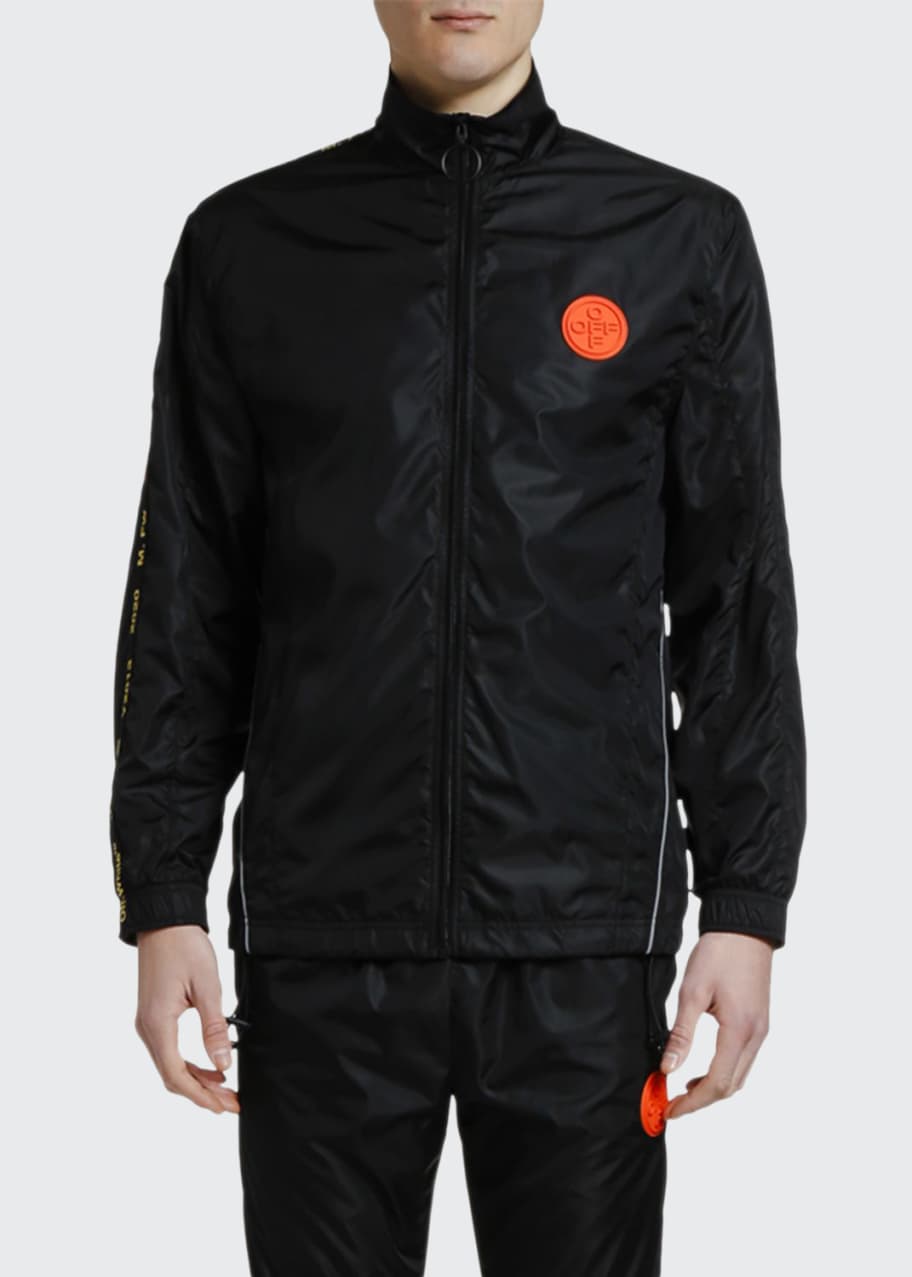 OffWhite Men's Nylon Track Jacket with Logo Tape Bergdorf Goodman