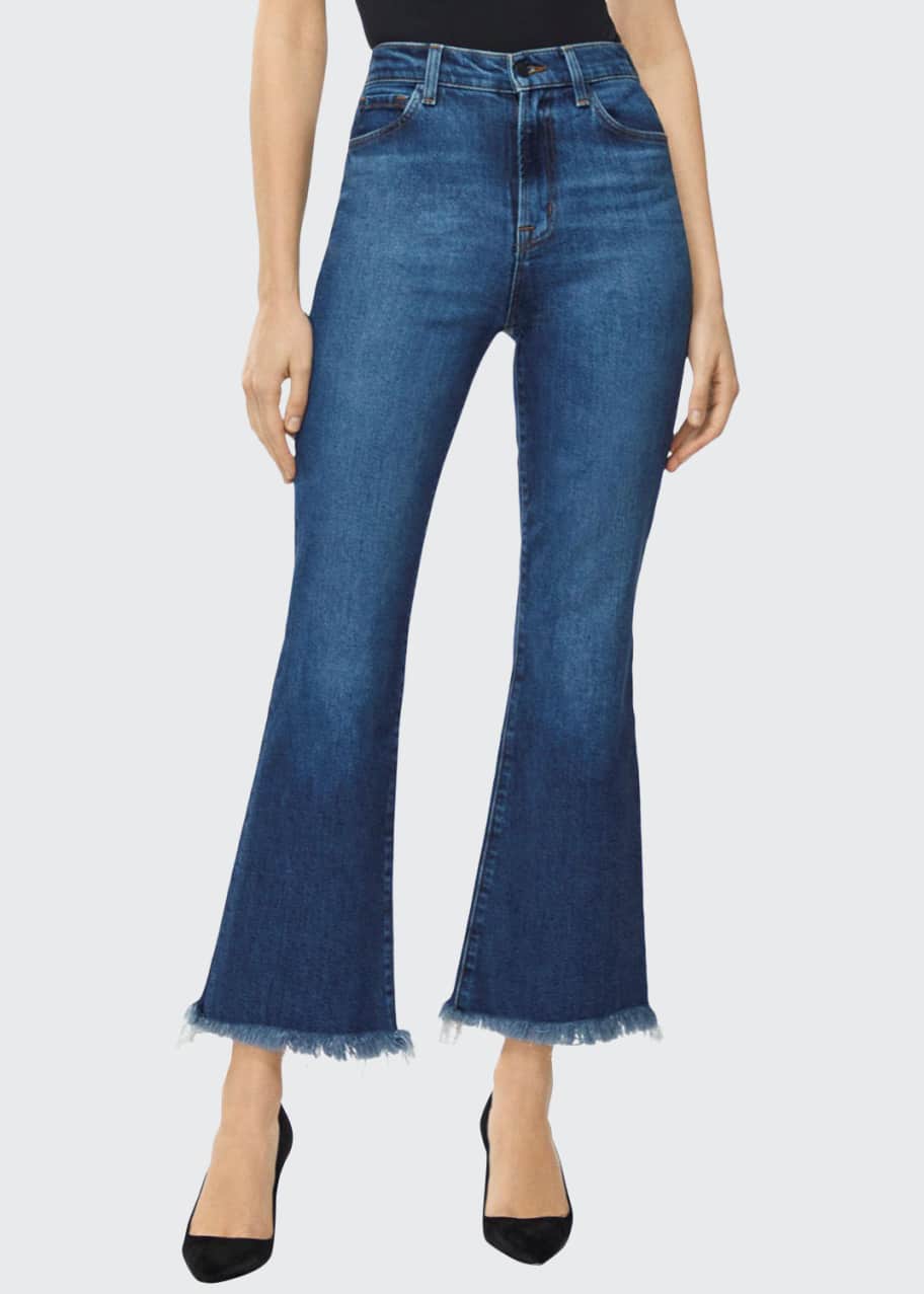 Image 1 of 1: Julia High-Rise Flare Jeans with Shredded Hem