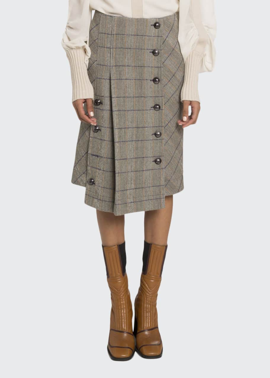 Chloe Button-Front Pleated Skirt - Bergdorf Goodman