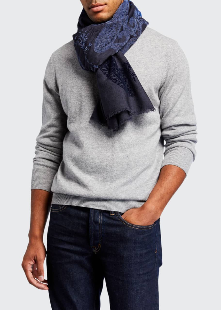 Etro Men's WoolSilk Paisley Scarf Bergdorf Goodman