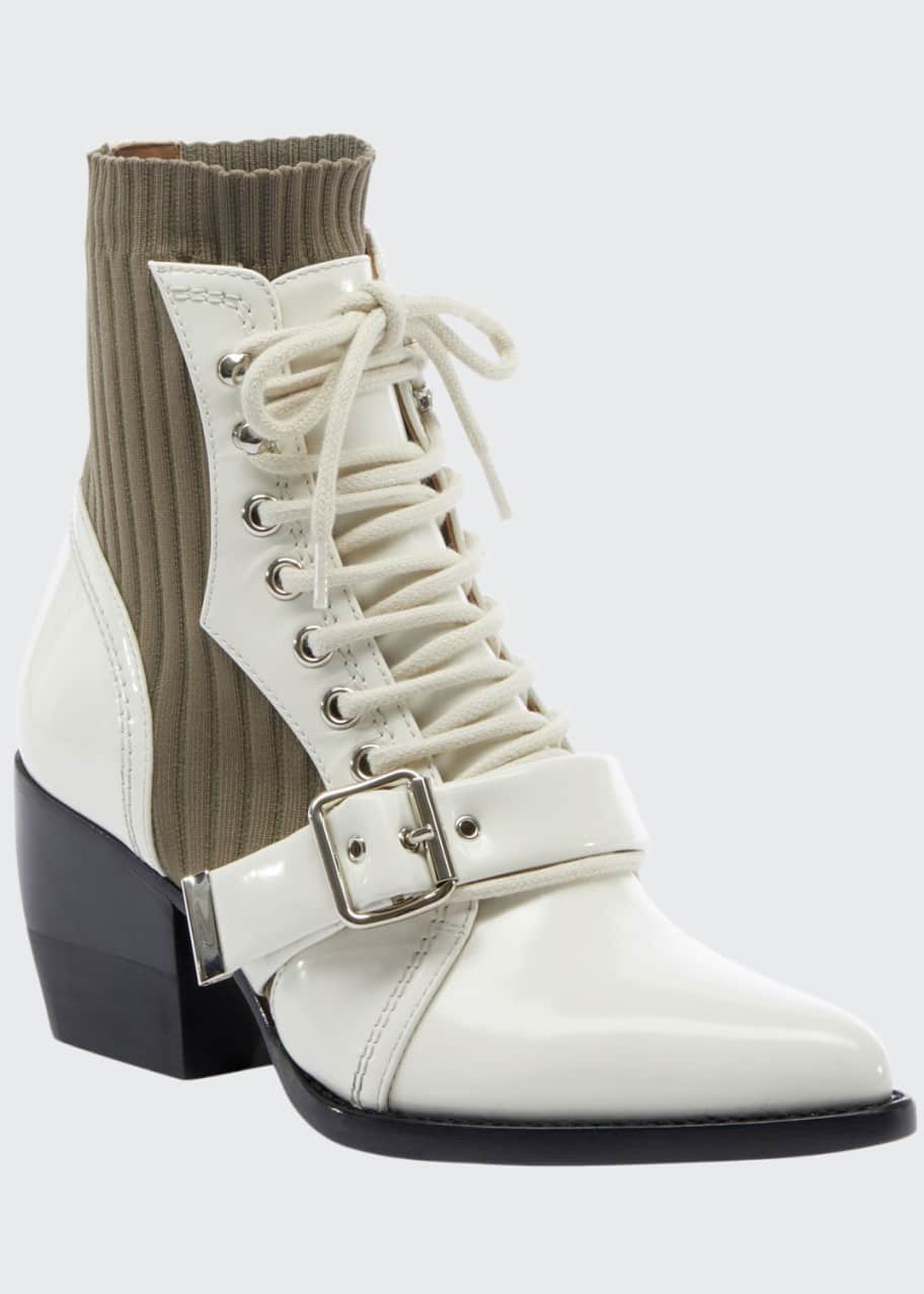 Chloe Rylee Leather and Stretch Booties - Bergdorf Goodman