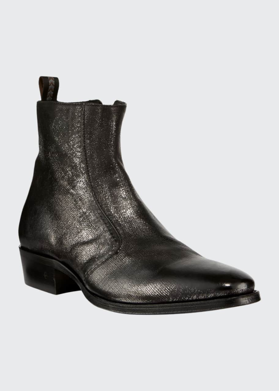 John Varvatos Men's Ludlow Vintage Leather Side-Zip Ankle Boots ...