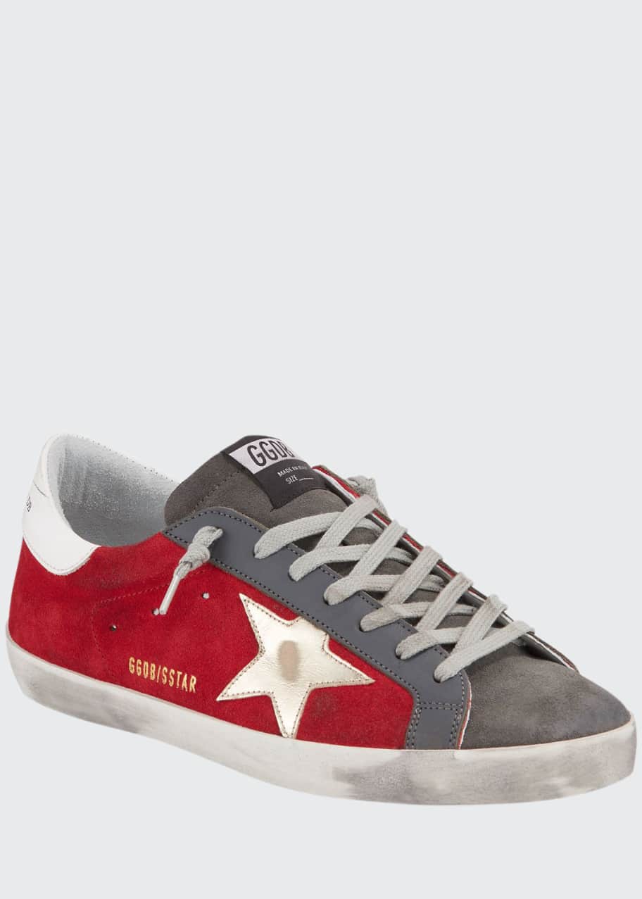 Golden Goose Men's Superstar Suede Sneakers with Dirty Treatment