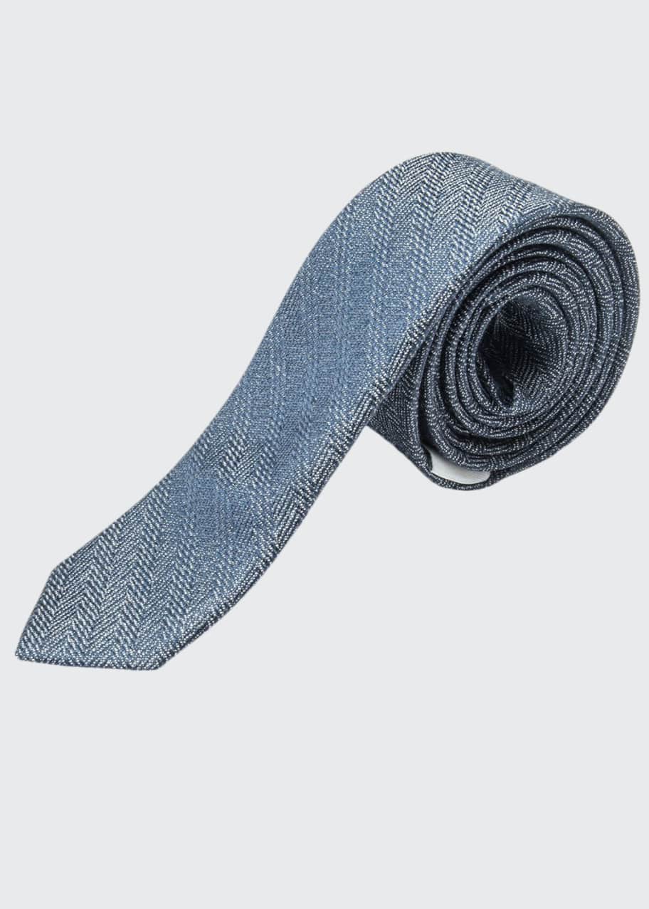 Image 1 of 1: Boy's Diagonal Striped Silk Tie, Size S-XL