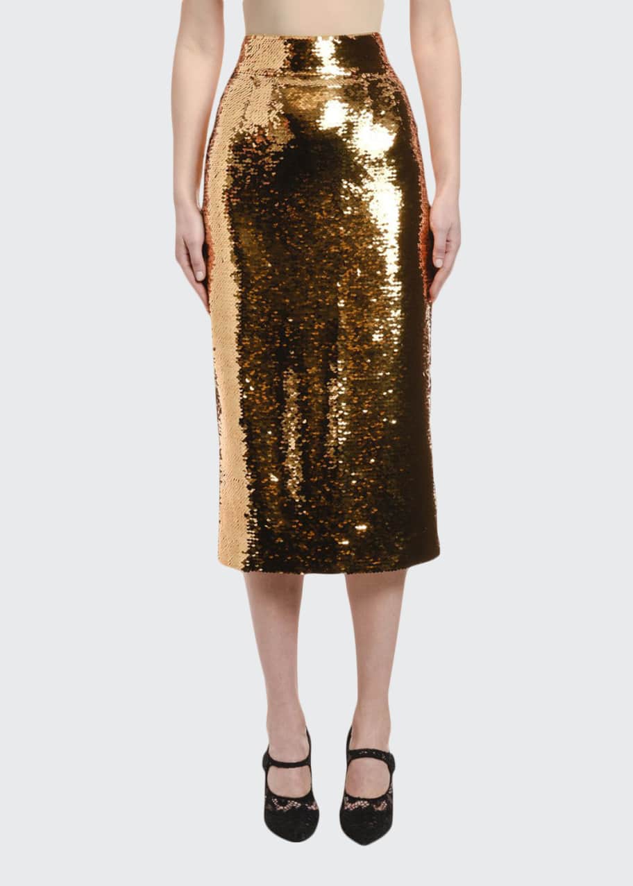 Dolce and gabbana outlet gold sequin skirt