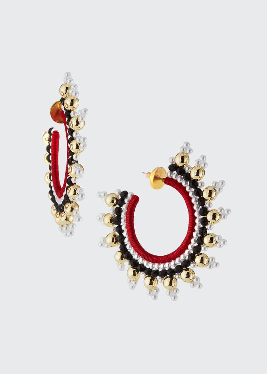 Image 1 of 1: Small Embellished Hoop Earrings
