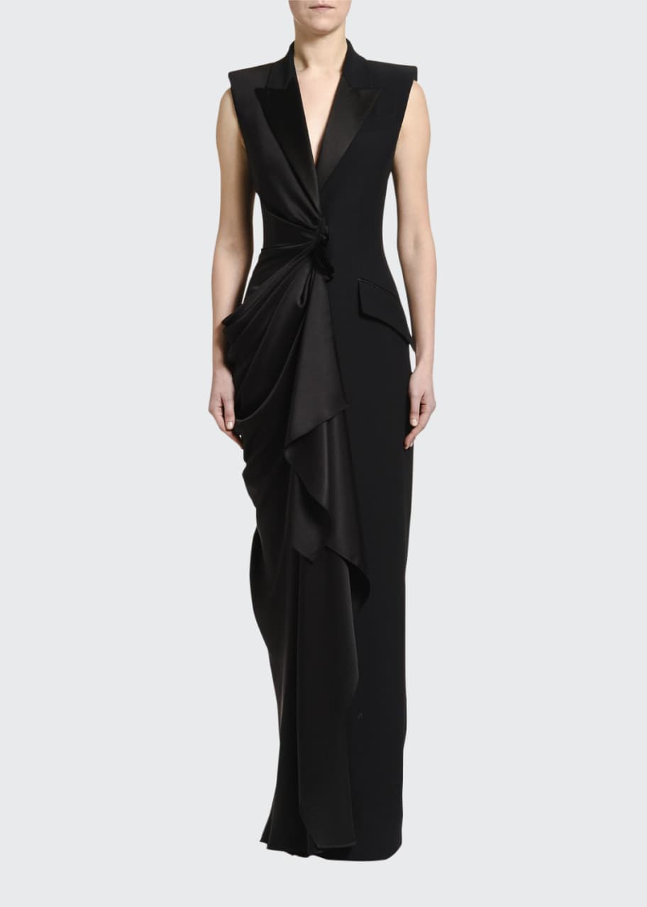 Image 1 of 1: Half Satin Tuxedo Dress