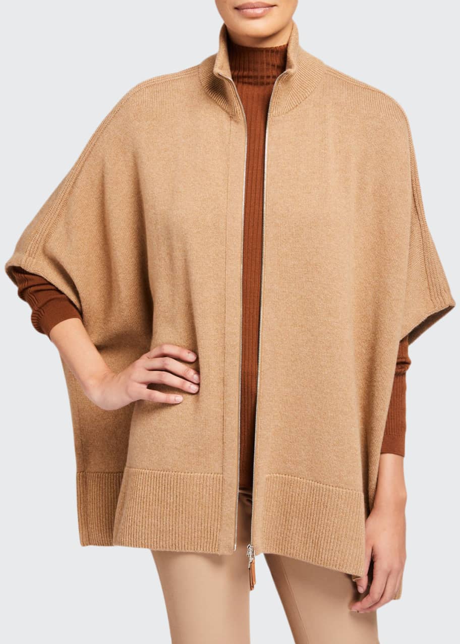 Lafayette 148 New York Zip-Front Cashmere Poncho with Lurex