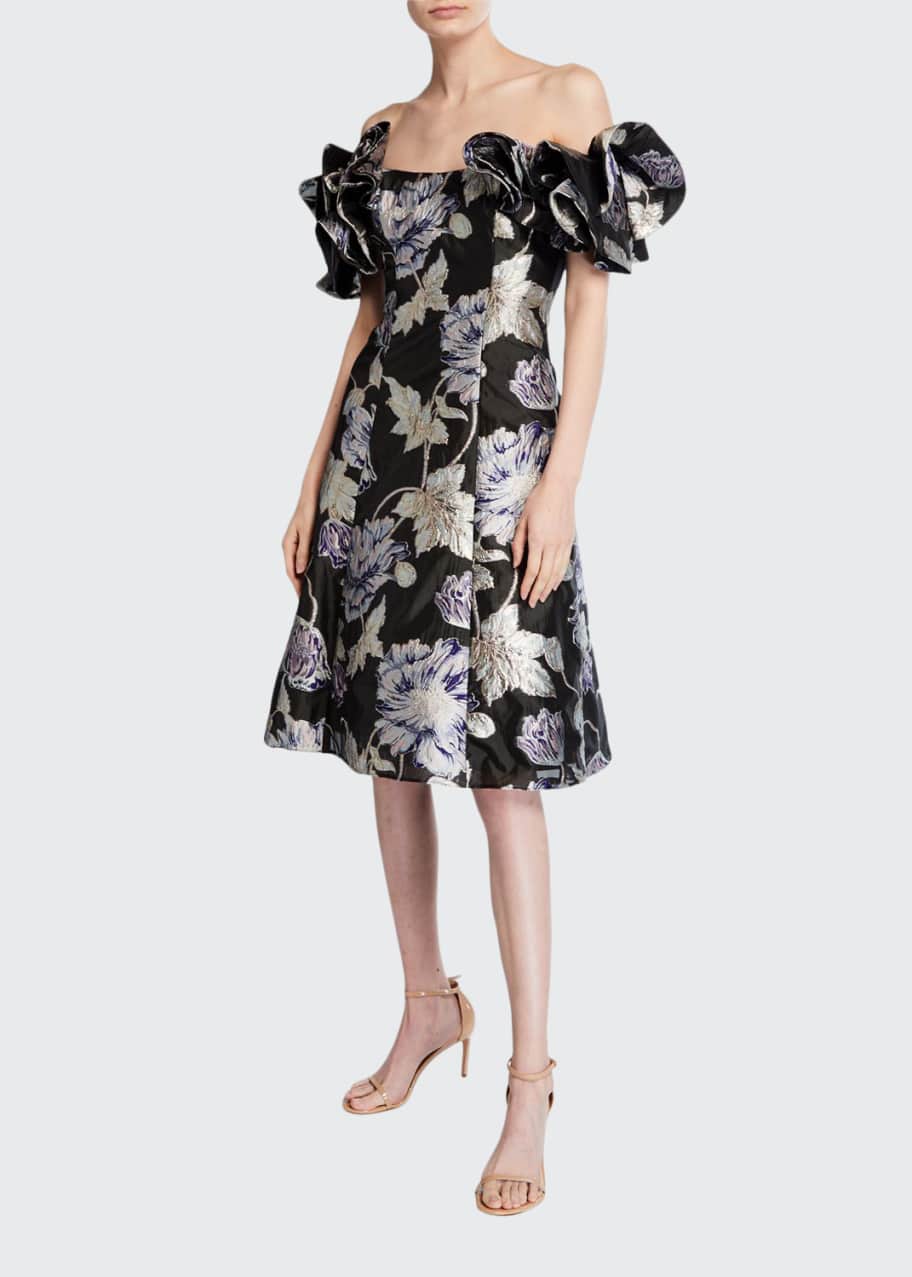 Aidan mattox ruffled cheap off the shoulder dress