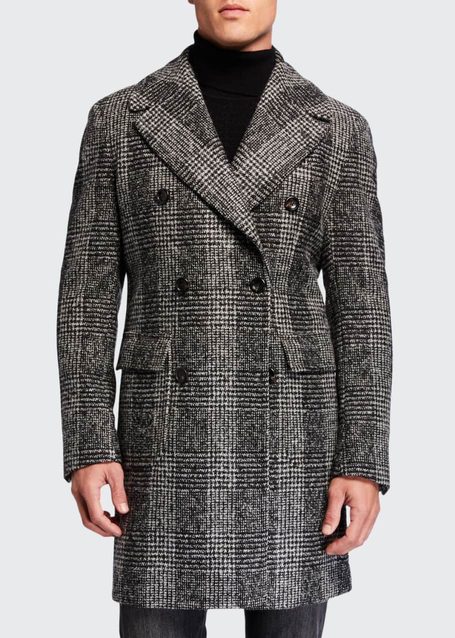 Men's plaid peacoat outlet
