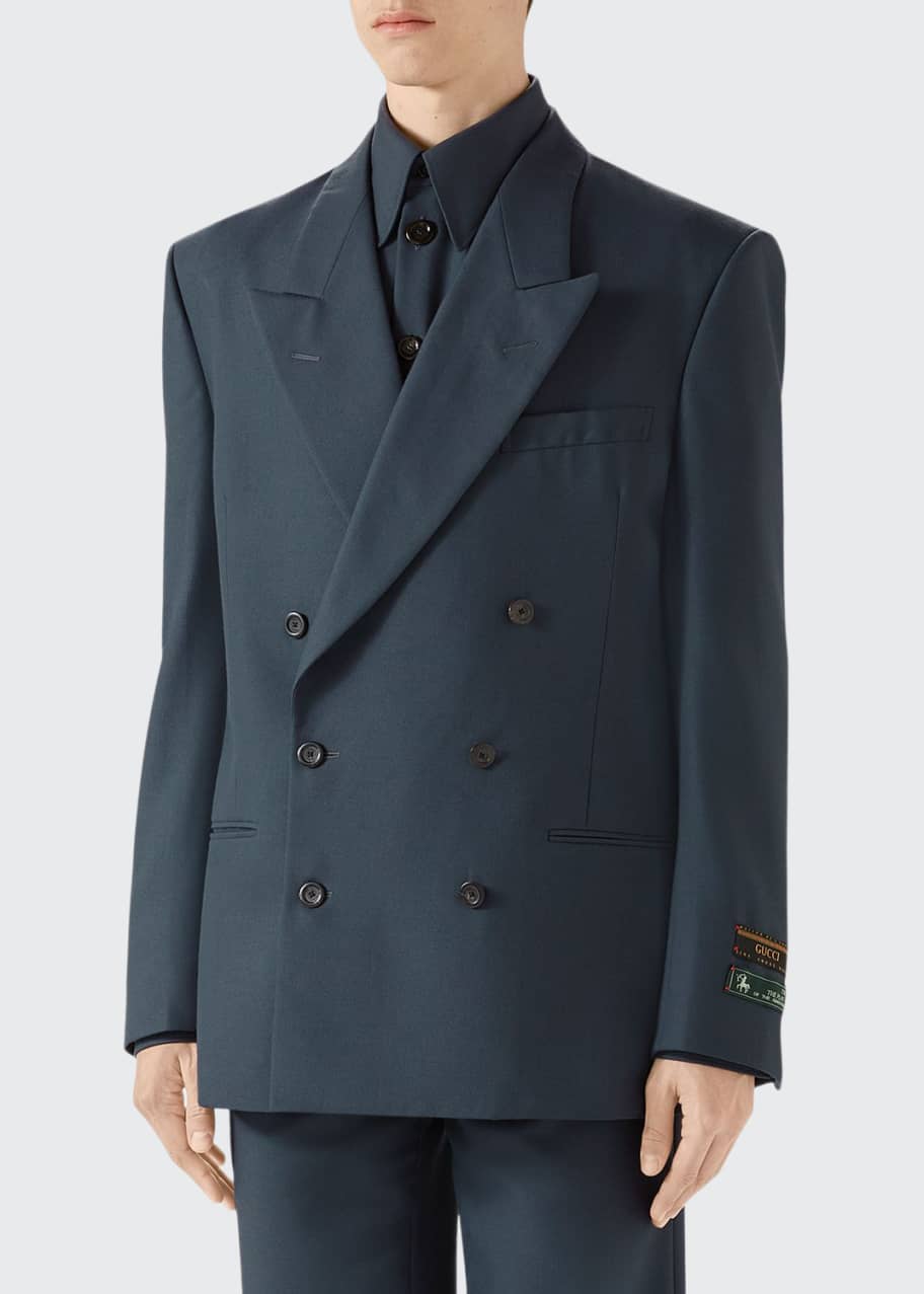 Gucci Men's Military Drill Double-Breasted Jacket - Bergdorf Goodman