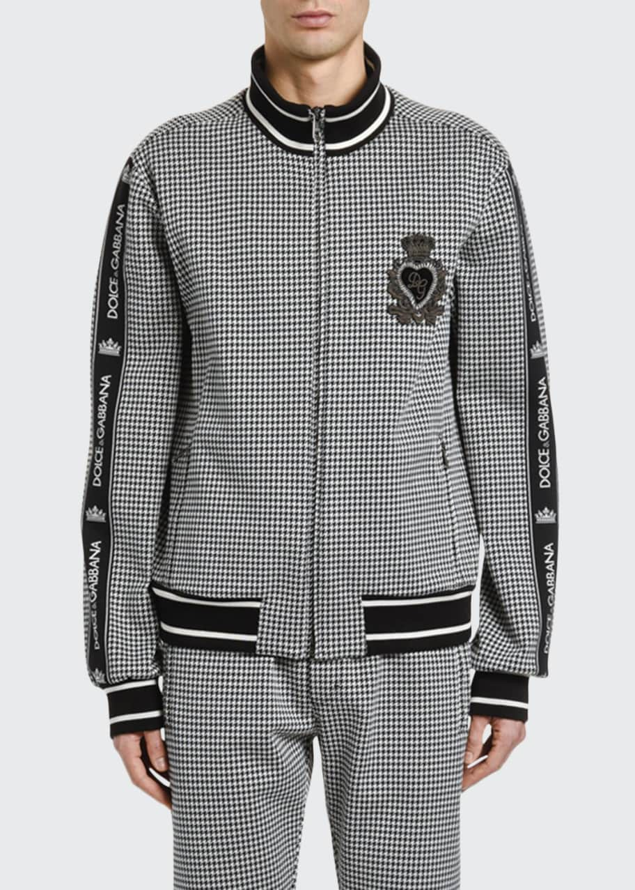 Dolce&Gabbana Men's Houndstooth Logo Track Jacket - Bergdorf Goodman