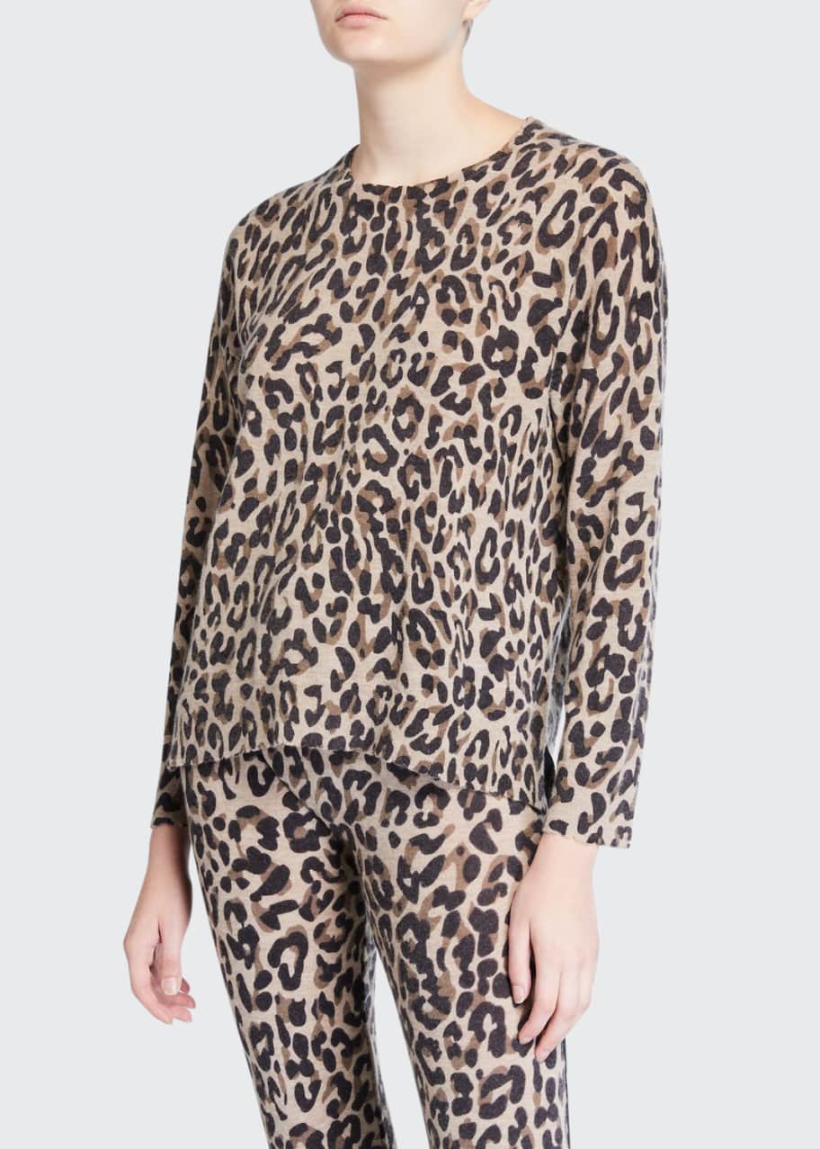Sundry Leopard Crewneck Wool Cashmere Sweater Bergdorf Goodman