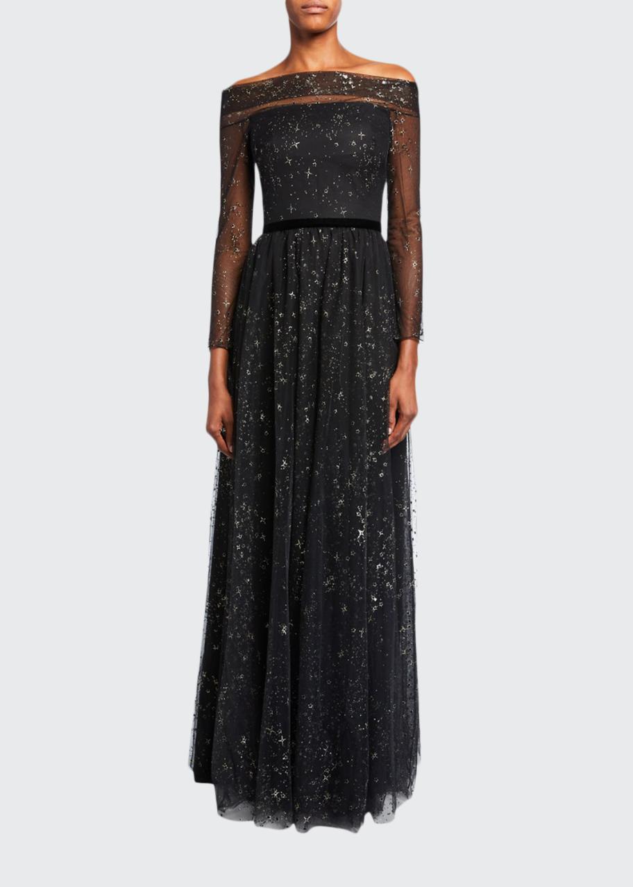 marchesa notte glitter tulle tiered gown