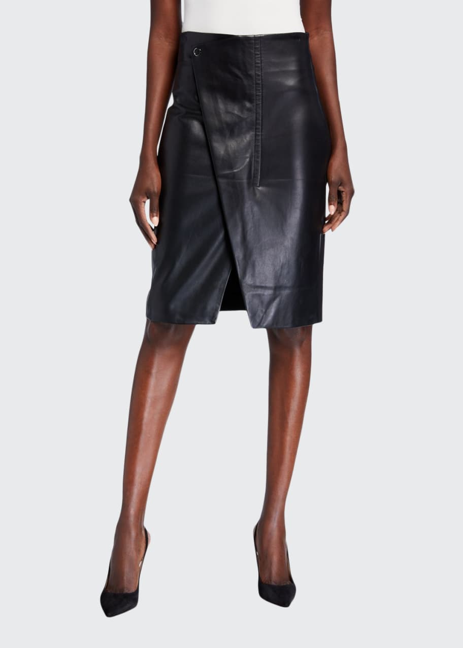 Elie Tahari Jade Faux-Leather Wrap Front Skirt - Bergdorf Goodman