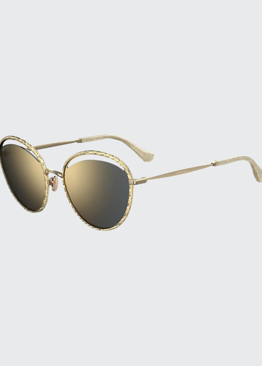 Jimmy Choo Malyas Round Cutout Sunglasses - Bergdorf Goodman display picture 3