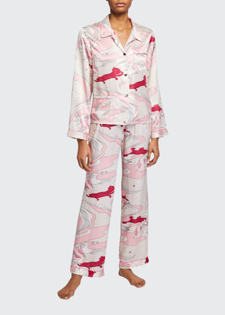 Image 1 of 1: Ruthie Pattern Silk Pajama Top