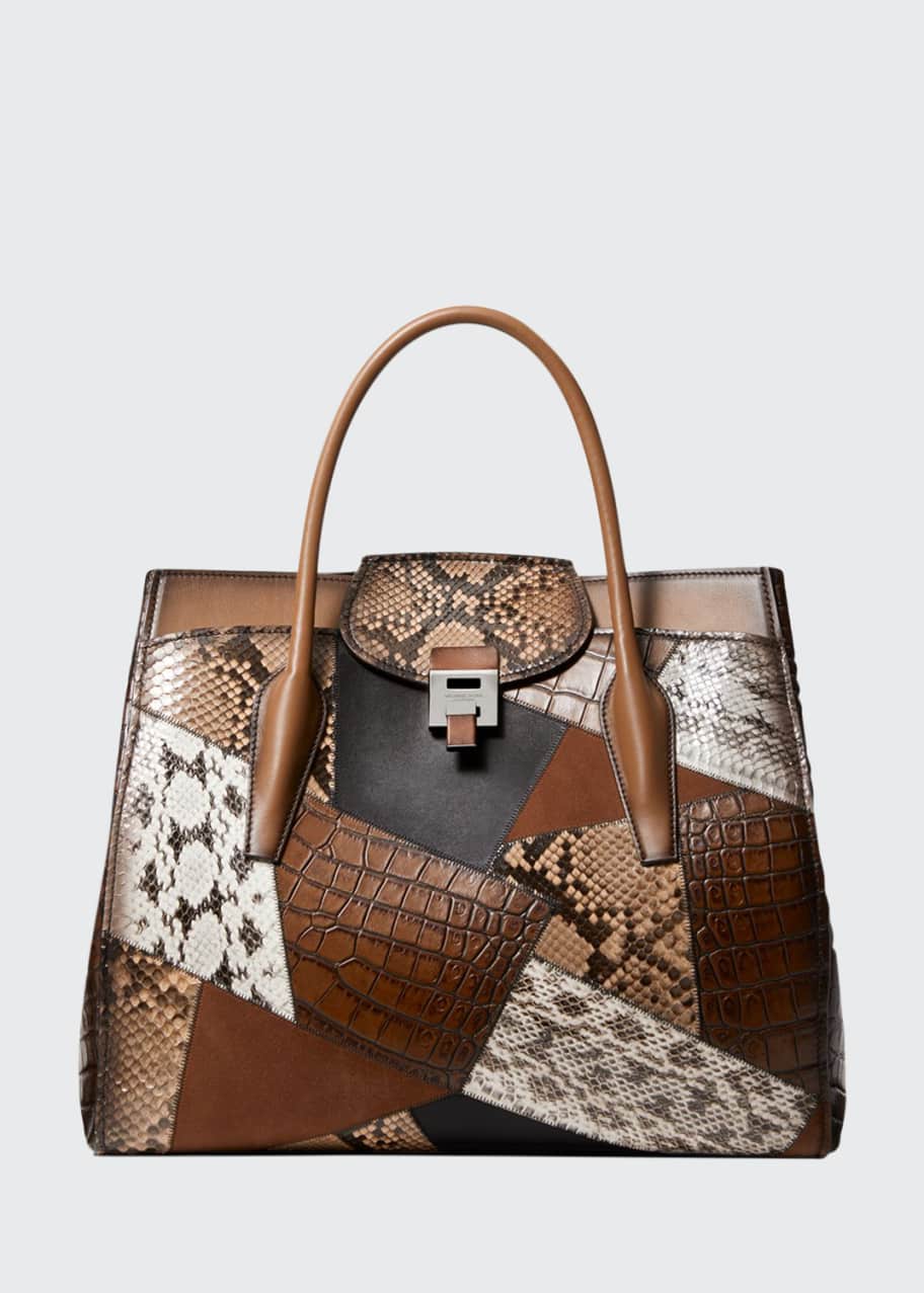 Michael Kors Collection Bancroft Patchwork Weekender Satchel Bag