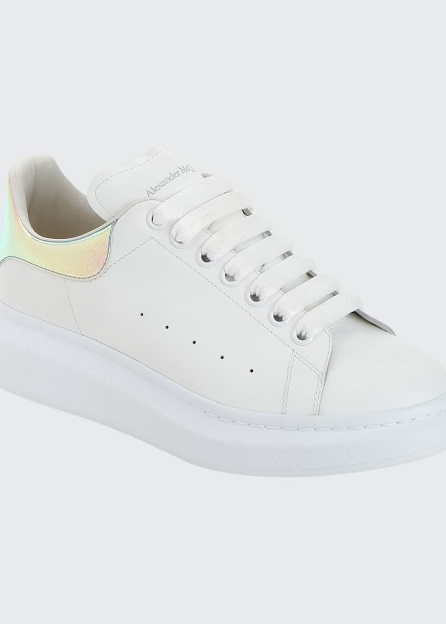 Image 1 of 1: Men's Leather Platform Sneakers with Iridescent Back