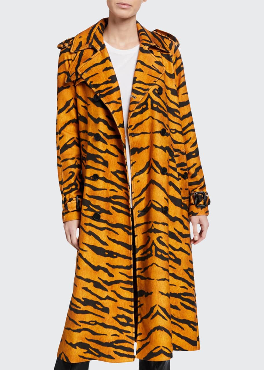 Tiger print trench coat shop