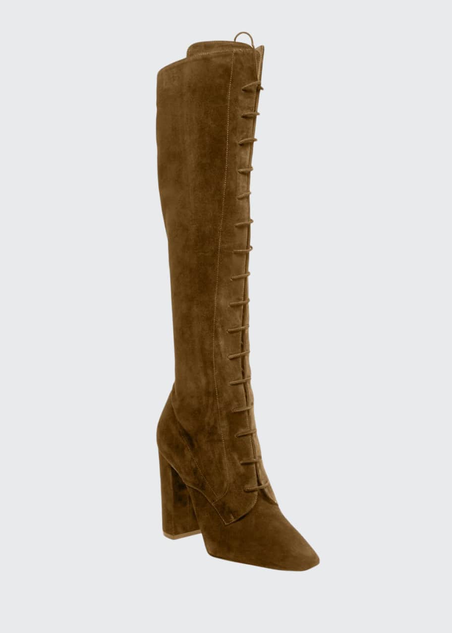 Saint Laurent Laura Lace Up Over The Knee Boots Bergdorf Goodman